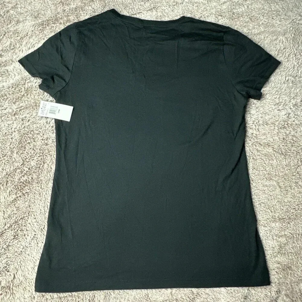 Fox Racing Women Top Black T-Shirt Logo Graphic Short Sleeve V Neck - Picture 15 of 16